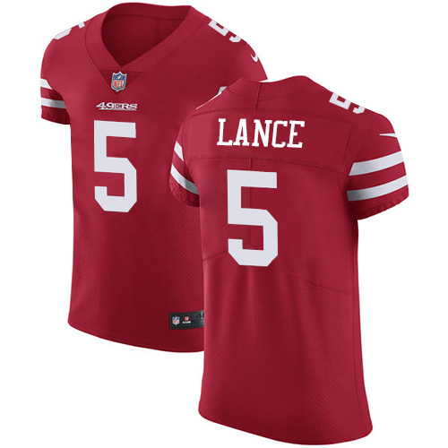 San Francisco 49ers #5 Trey Lance Red Team Color Men's Stitched NFL Vapor Untouchable Elite Jersey