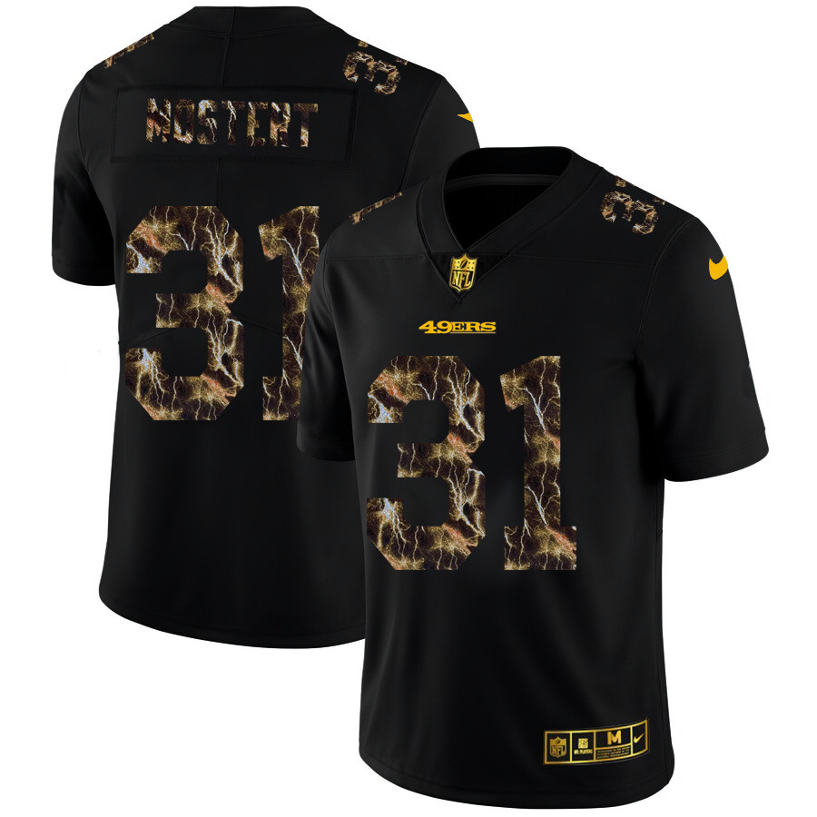 San Francisco 49ers #31 Raheem Mostert Men's Black Nike Flocked Lightning Vapor Limited NFL Jersey