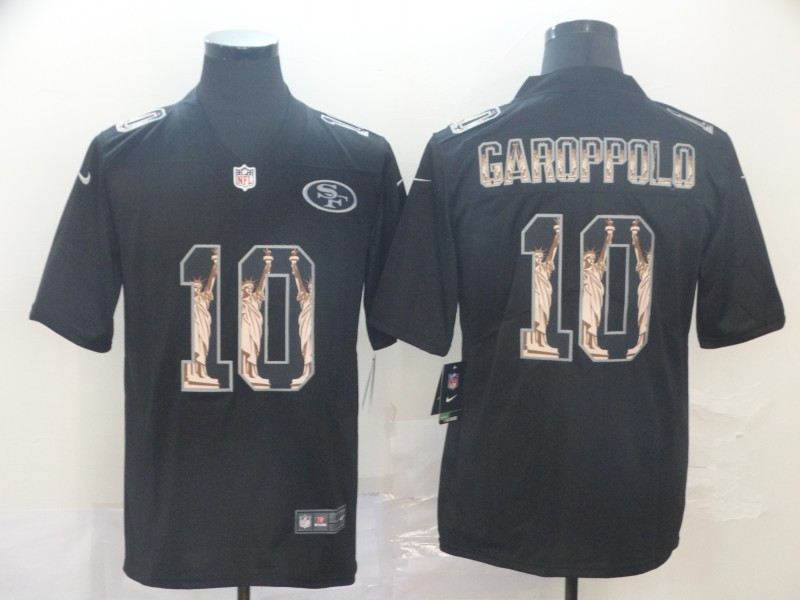 Nike 49ers 10 Jimmy Garoppolo Black Statue Of Liberty Limited Jersey