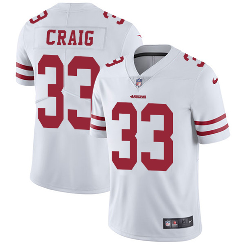 NFL 49ers #33 Roger Craig Men's White Vapor Untouchable Limited Jersey