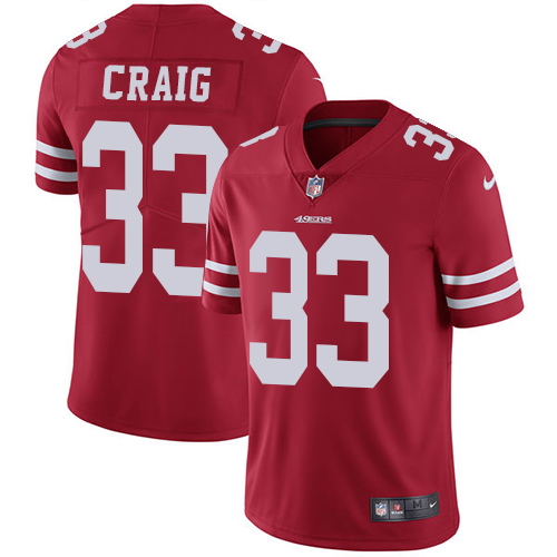 Men NFL 49ers #33 Roger Craig Red Vapor Untouchable Limited Jersey