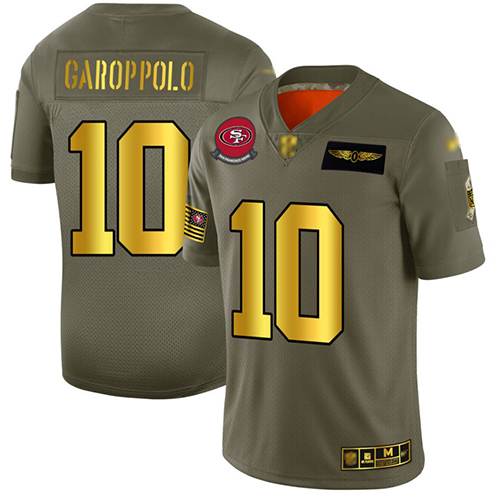 49ers #10 Jimmy Garoppolo Camo Gold Men's Stitched Football Limited 2019 Salute To Service Jersey