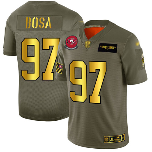 49ers #97 Nick Bosa Camo Gold Men's Stitched Football Limited 2019 Salute To Service Jersey