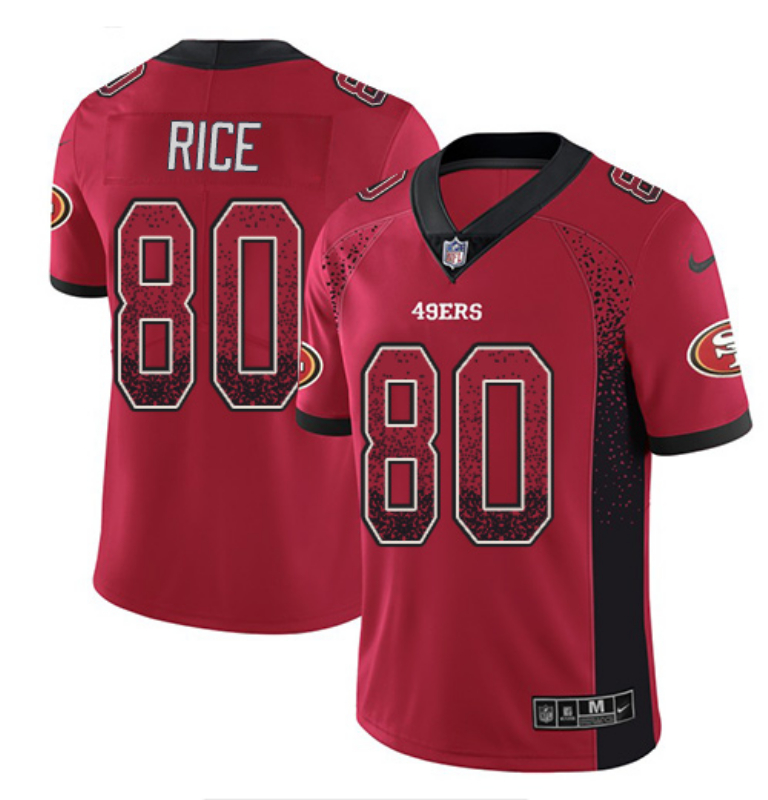 Nike 49ers 80 Jerry Rice Red Drift Fashion Limited Jersey