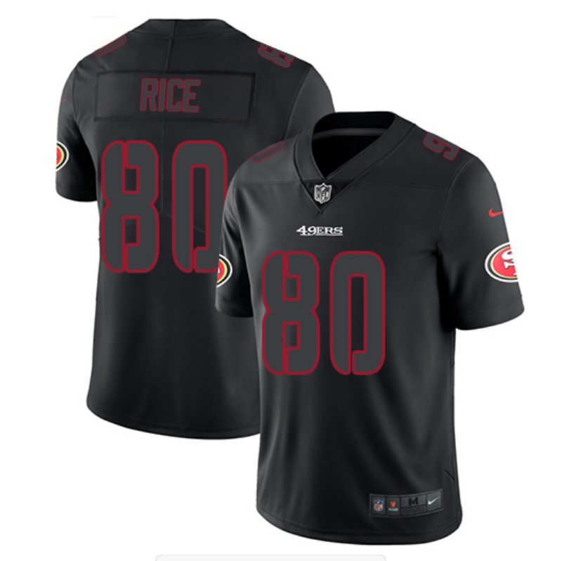 Nike 49ers 80 Jerry Rice Black Impact Rush Limited Jersey