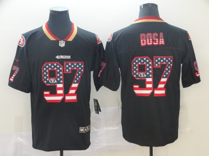 49ers 97 Nick Bosa Black USA Flag Fashion Limited Jersey