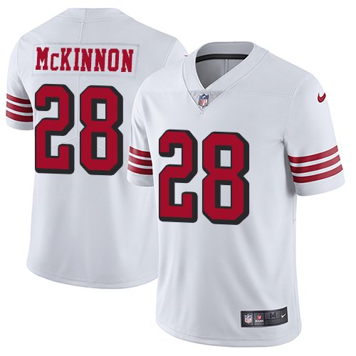 Nike 49ers 28 Jerick McKinnon White Color Rush Vapor Untouchable Limited Jersey