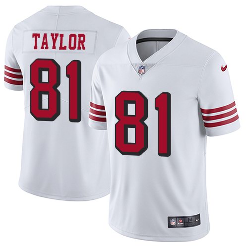 Nike 49ers 81 Trent Taylor White Color Rush Vapor Untouchable Limited Jersey