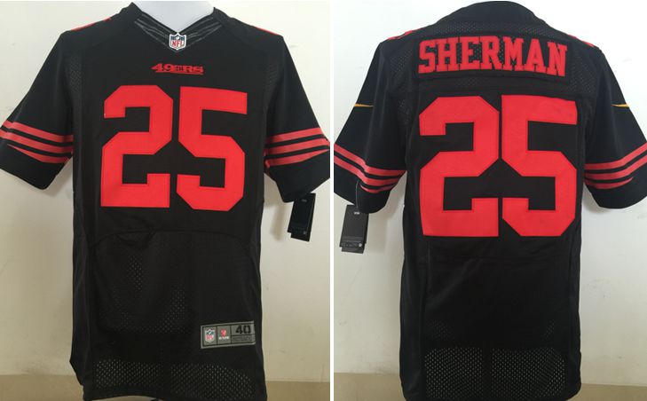 Nike 49ers #25 Richard Sherman Black Alternate Men's Stitched NFL Elite Jersey