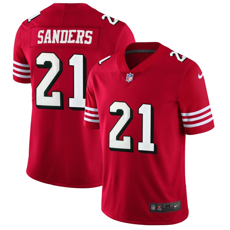 Nike 49ers #21 Deion Sanders Red Rush Men's Stitched NFL Vapor Untouchable Limited Jersey