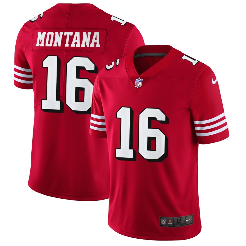 Nike 49ers #16 Joe Montana Red Rush Men's Stitched NFL Vapor Untouchable Limited Jersey