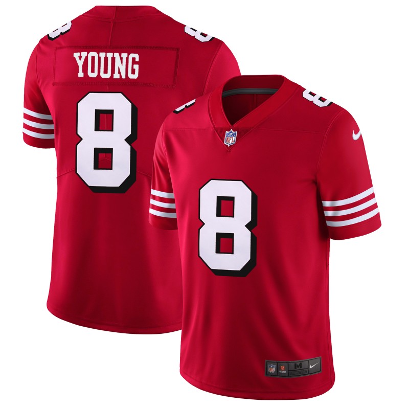 Nike 49ers #8 Steve Young Red Rush Men's Stitched NFL Vapor Untouchable Limited Jersey