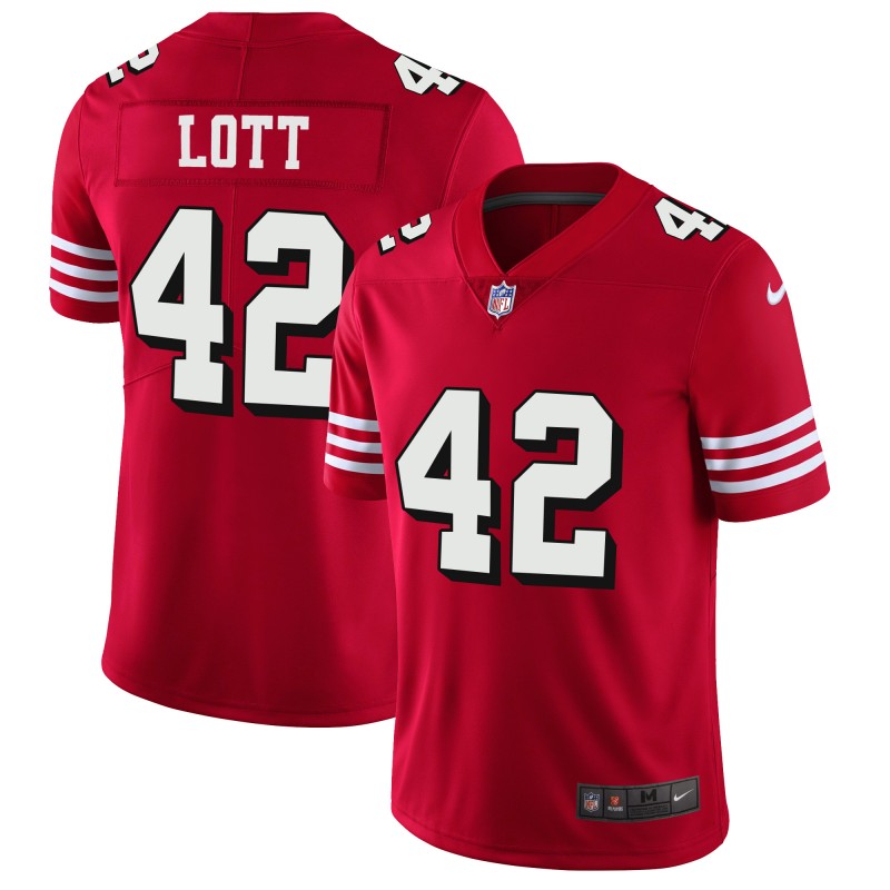 Nike 49ers 42 Ronnie Lott Red Color Rush Vapor Untouchable Limited Jersey