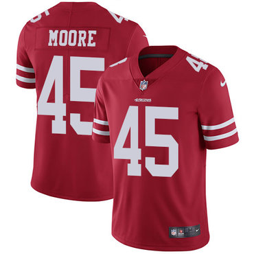 Nike 49ers #45 Tarvarius Moore Red Team Color Men's Stitched NFL Vapor Untouchable Limited Jersey