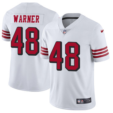 Nike 49ers #48 Fred Warner White Rush Men's Stitched NFL Vapor Untouchable Limited Jersey