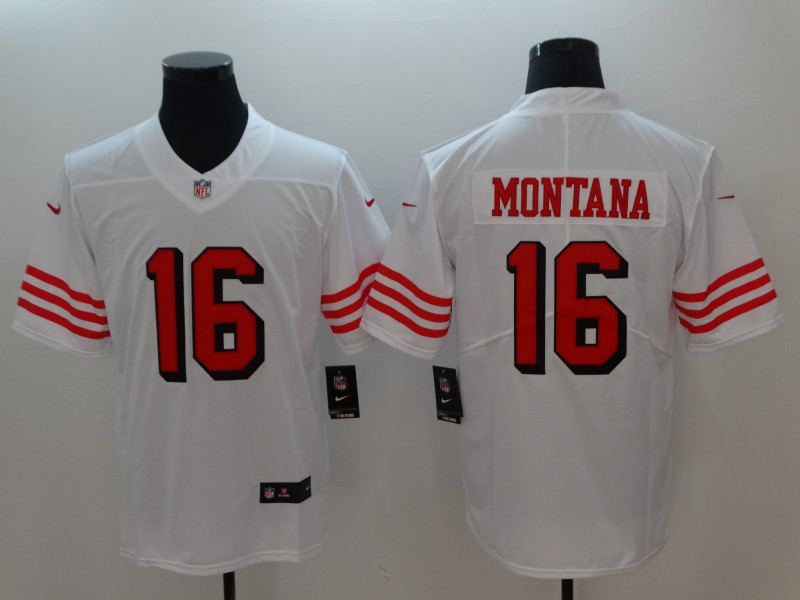 Nike 49ers 16 Joe Montana White Color Rush Vapor Untouchable Limited Jersey