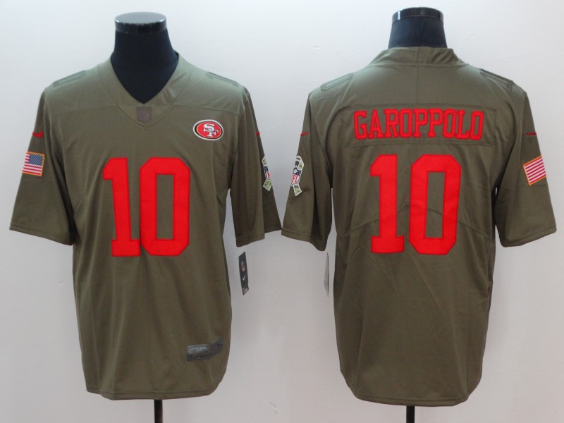 Nike 49ers 10 Jimmy Garoppolo Olive Salute To Service Limited Jersey