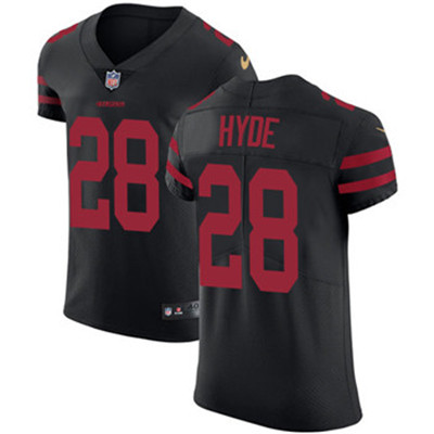 Nike 49ers #28 Carlos Hyde Black Alternate Men's Stitched NFL Vapor Untouchable Elite Jersey