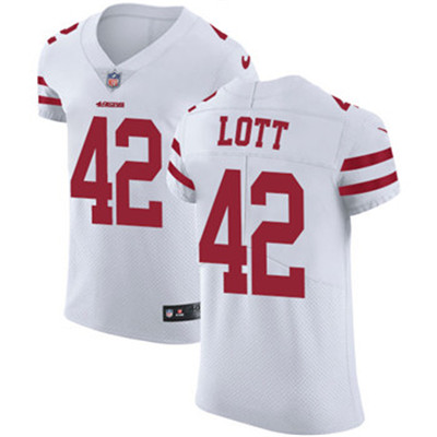 Nike 49ers #42 Ronnie Lott White Men's Stitched NFL Vapor Untouchable Elite Jersey