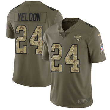 Nike Jaguars #24 T.J. Yeldon Olive Camo Men's Stitched NFL Limited 2017 Salute To Service Jersey