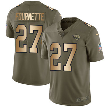 Nike Jaguars #27 Leonard Fournette Olive Gold Men's Stitched NFL Limited 2017 Salute To Service Jersey