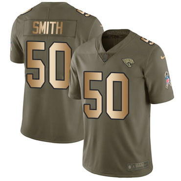 Nike Jaguars #50 Telvin Smith Olive Gold Men's Stitched NFL Limited 2017 Salute To Service Jersey