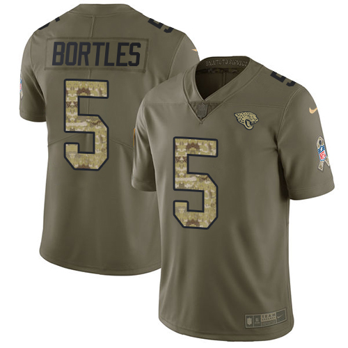 Nike Jaguars #5 Blake Bortles Olive Camo Men's Stitched NFL Limited 2017 Salute To Service Jersey