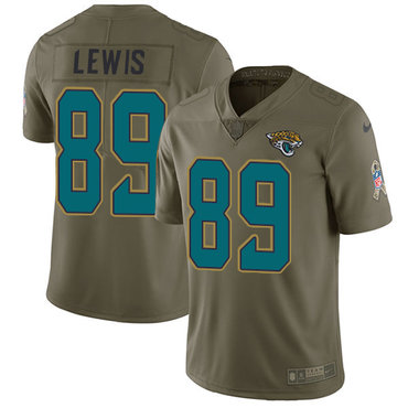 Nike Jaguars #89 Marcedes Lewis Olive Men's Stitched NFL Limited 2017 Salute to Service Jersey