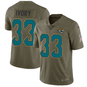 Nike Jaguars #33 Chris Ivory Olive Men's Stitched NFL Limited 2017 Salute to Service Jersey