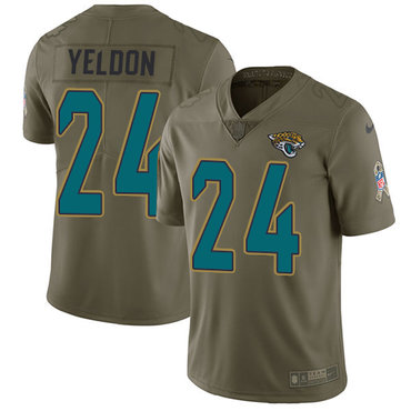 Nike Jaguars #24 T.J. Yeldon Olive Men's Stitched NFL Limited 2017 Salute to Service Jersey