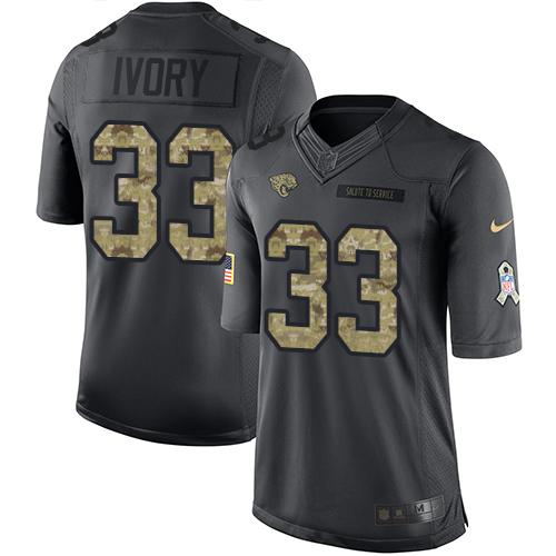 Nike Jaguars #33 Chris Ivory Black Men's Stitched NFL Limited 2016 Salute To Service Jersey