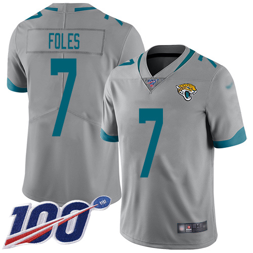 Jaguars #7 Nick Foles Silver Men's Stitched Football Limited Inverted Legend 100th Season Jersey