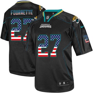 Nike Jaguars 27 Leonard Fournette Black USA Flag Fashion Elite Jersey