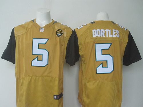 Nike Jaguars #5 Blake Bortles Gold Men's Stitched NFL Elite Rush Jersey