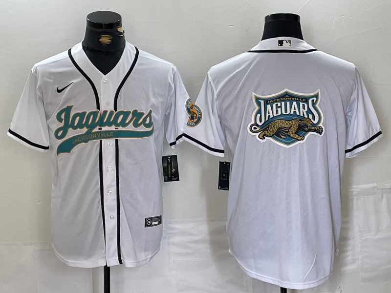 Men's Jacksonville Jaguars White With Patch Cool Base Stitched Baseball Jersey