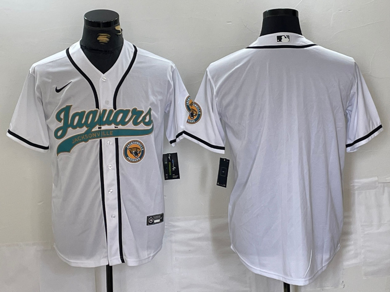 Men's Jacksonville Jaguars White With Patch Cool Base Stitched Baseball Jersey