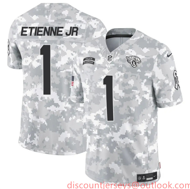 Men's Jacksonville Jaguars #1 Travis Etienne Jr. 2024 F.U.S.E Arctic Camo Salute To Service Limited Stitched Football Jersey