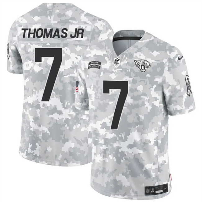 Men's Jacksonville Jaguars #7 Brian Thomas Jr. 2024 F.U.S.E Arctic Camo Salute To Service Limited Stitched Football Jersey