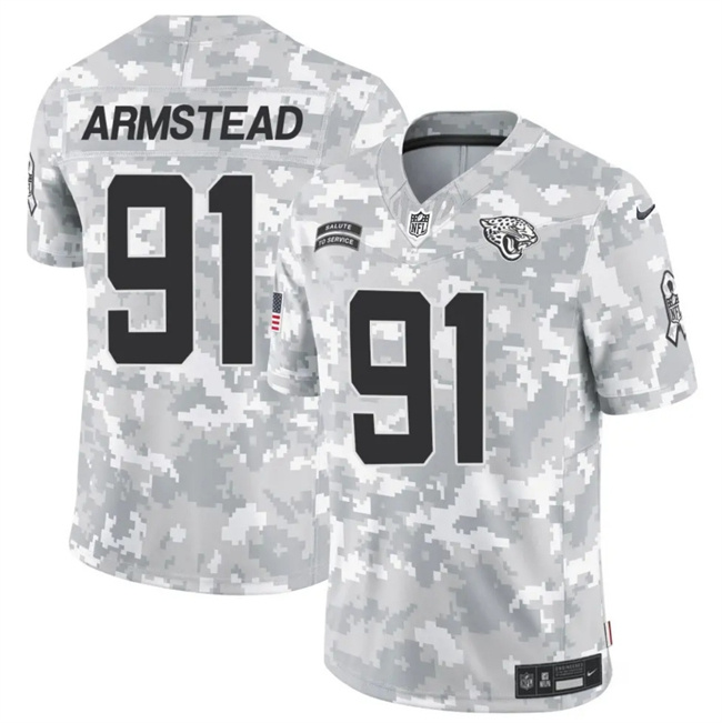 Men's Jacksonville Jaguars #91 Arik Armstead 2024 F.U.S.E Arctic Camo Salute To Service Limited Stitched Football Jersey