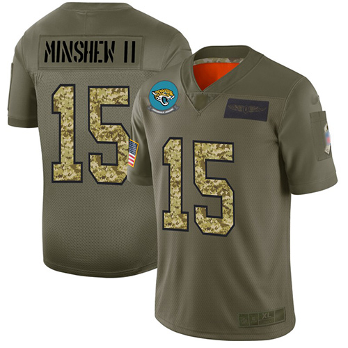 Jaguars #15 Gardner Minshew II Olive Camo Men's Stitched Football Limited 2019 Salute To Service Jersey