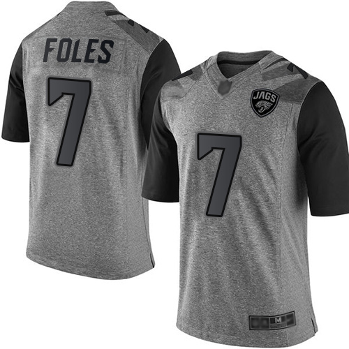 Jaguars #7 Nick Foles Gray Men's Stitched Football Limited Gridiron Gray Jersey