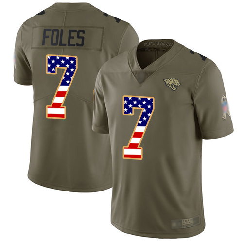 Jaguars #7 Nick Foles Olive USA Flag Men's Stitched Football Limited 2017 Salute To Service Jersey