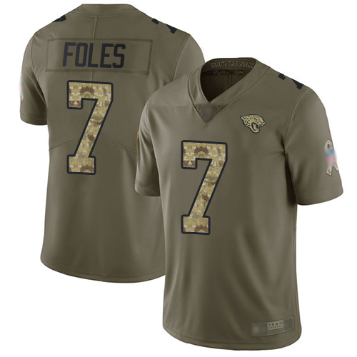 Jaguars #7 Nick Foles Olive Camo Men's Stitched Football Limited 2017 Salute To Service Jersey