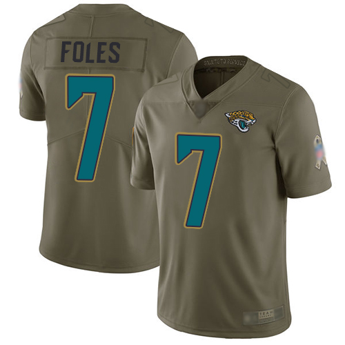 Jaguars #7 Nick Foles Olive Men's Stitched Football Limited 2017 Salute to Service Jersey