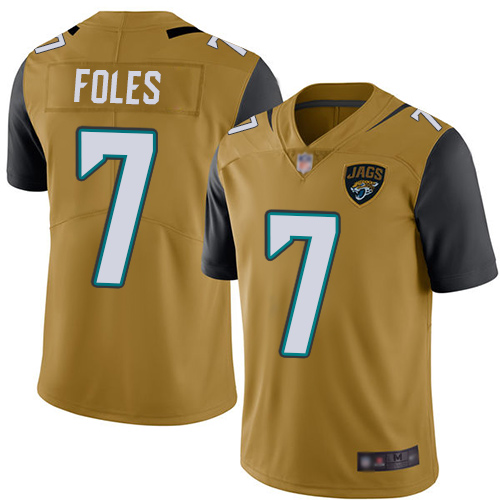 Jaguars #7 Nick Foles Gold Men's Stitched Football Limited Rush Jersey