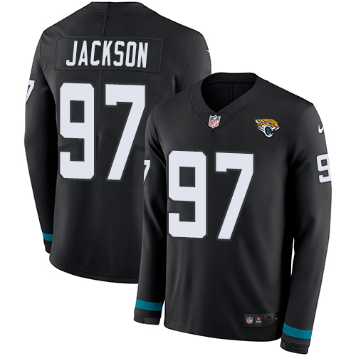 Nike Jaguars #97 Malik Jackson Black Team Color Men's Stitched NFL Limited Therma Long Sleeve Jersey