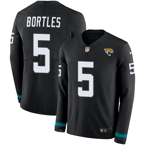 Nike Jaguars #5 Blake Bortles Black Team Color Men's Stitched NFL Limited Therma Long Sleeve Jersey