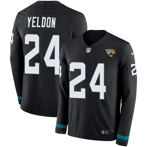 Nike Jaguars #24 T.J. Yeldon Black Team Color Men's Stitched NFL Limited Therma Long Sleeve Jersey