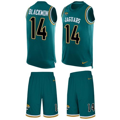 Nike Jaguars #14 Justin Blackmon Teal Green Alternate Men's Stitched NFL Limited Tank Top Suit Jersey