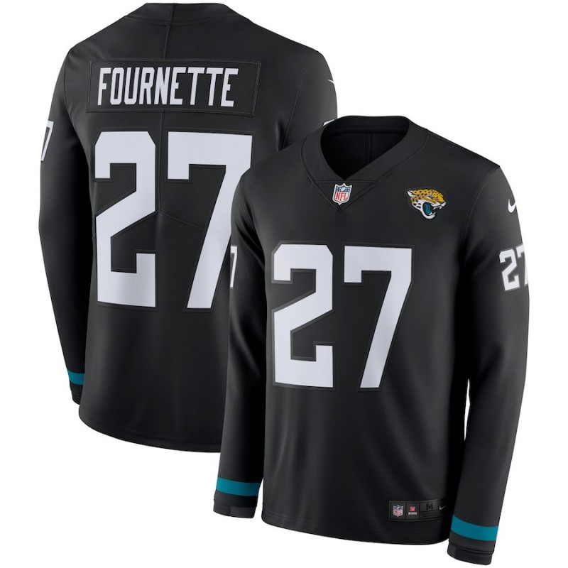 Nike Jaguars 27 Leonard Fournette Black Therma Long Sleeve Jersey